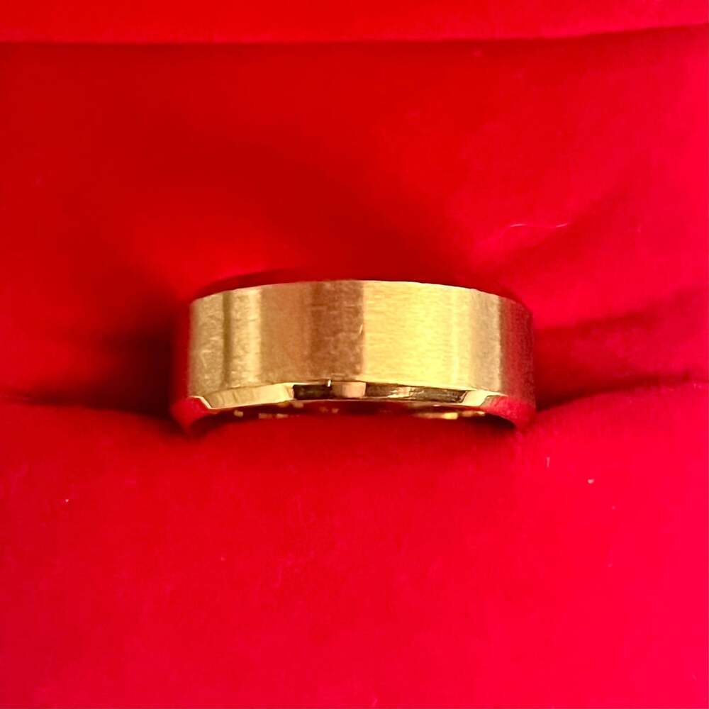Tungsten Gold Beveled Satin Finish 8mm Band Ring Size 9
